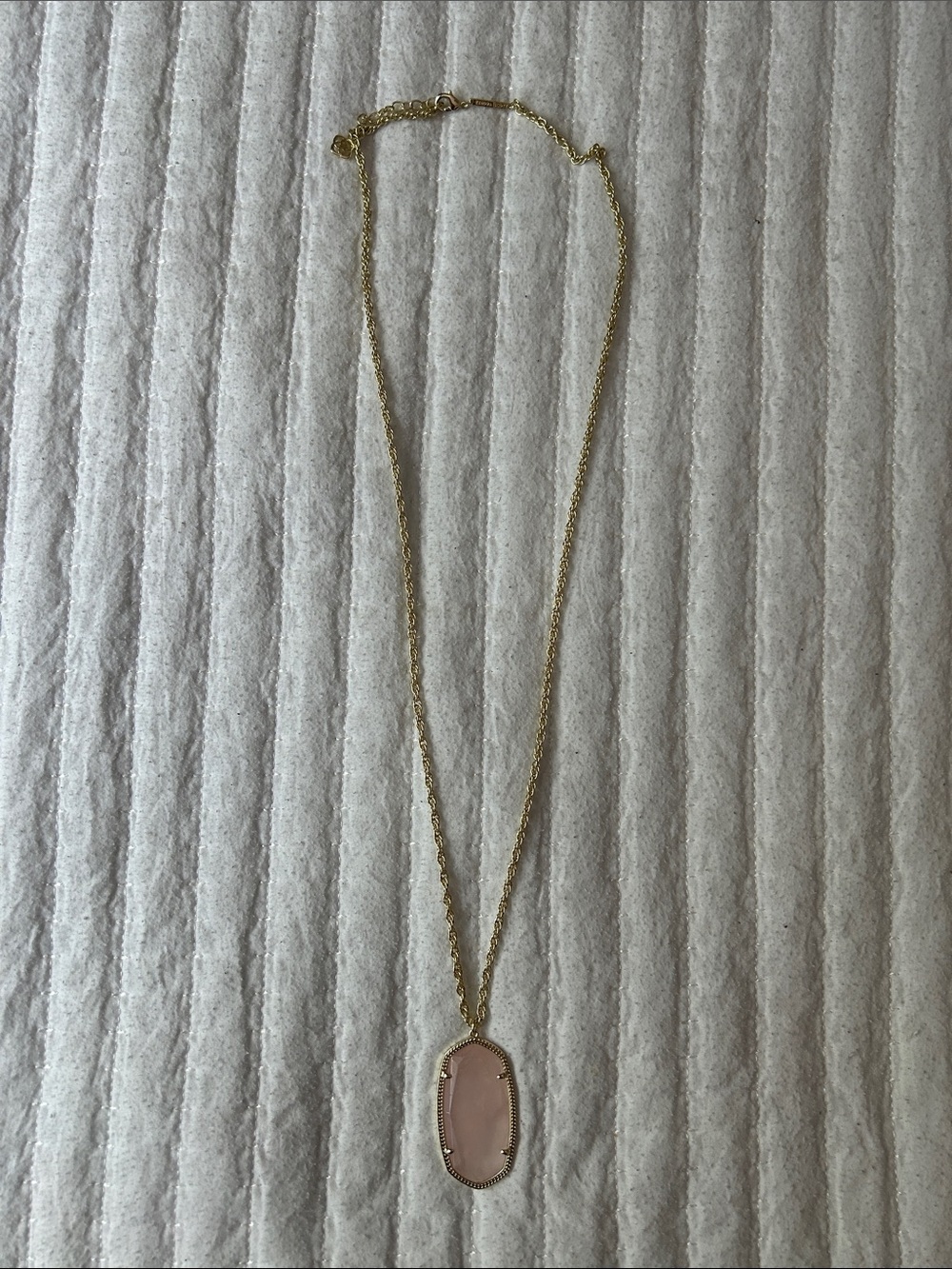 Kendra Scott Gold Necklace with Blush Pink Oval Pendant